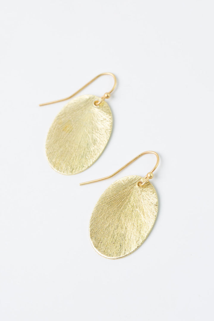 Brushed Gold Simple Oval Earrings