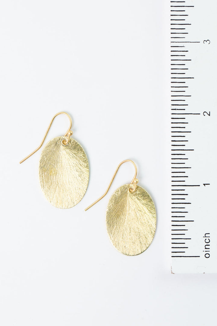 Brushed Gold Simple Oval Earrings