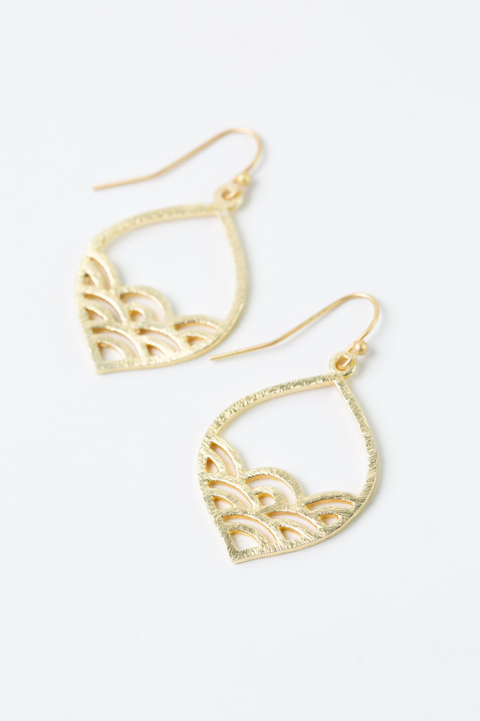 Brushed Gold Pointed Oval Frame Earrings