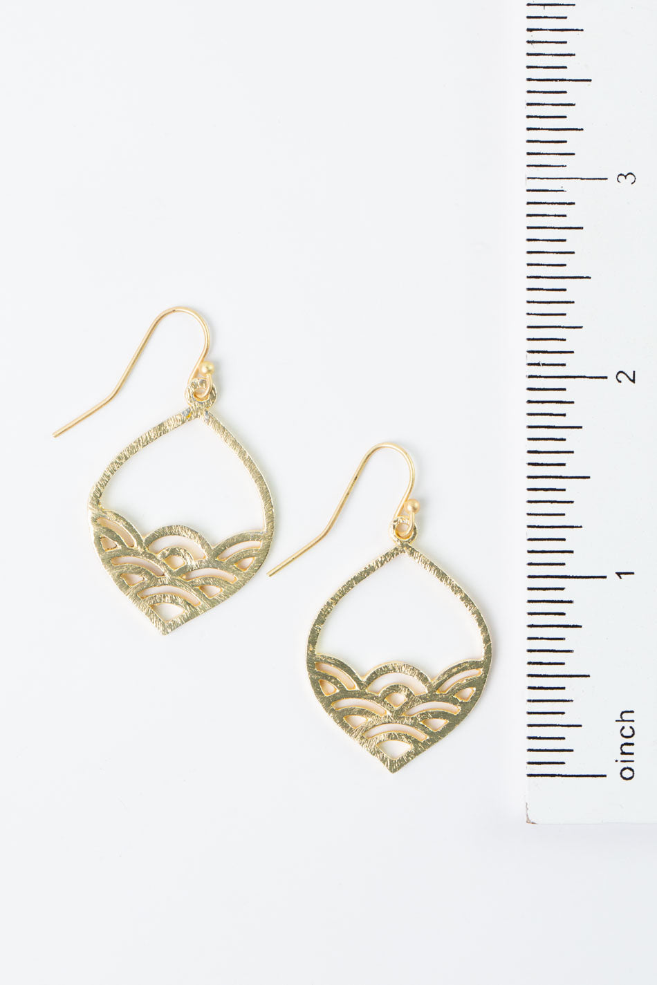 Brushed Gold Pointed Oval Frame Earrings