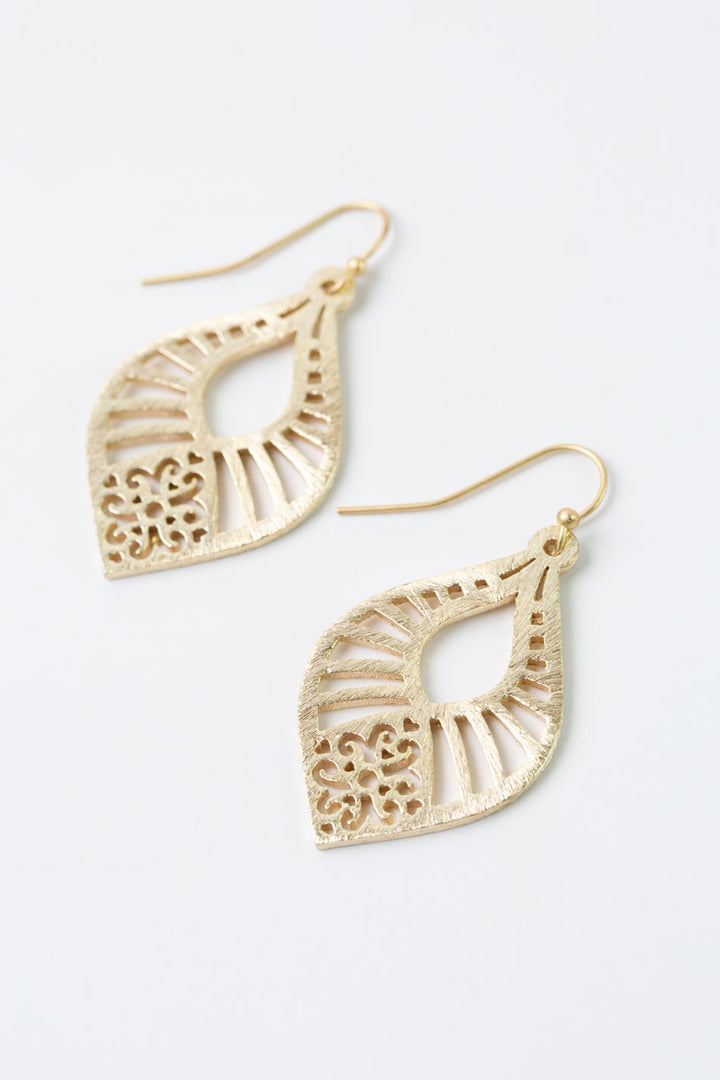 Brushed Gold Radial Crisscross Earrings