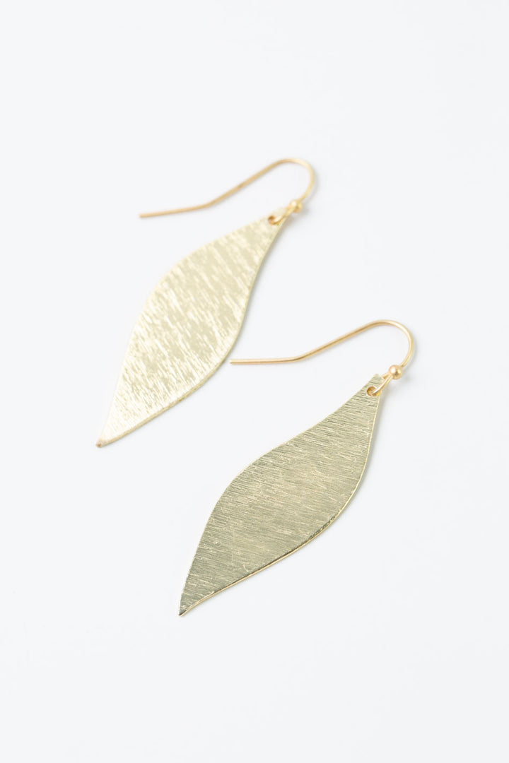 Brushed Gold Wavy Marquis Earrings