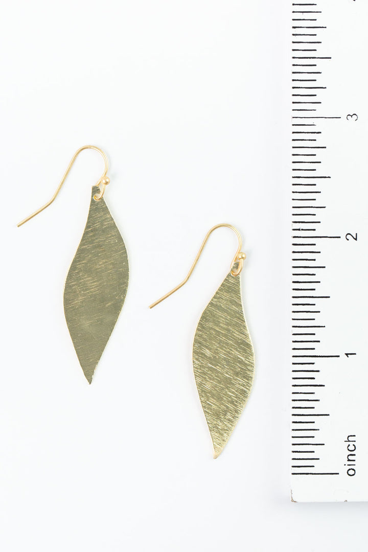 Brushed Gold Wavy Marquis Earrings