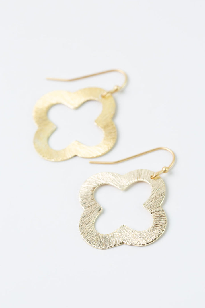 Brushed Gold Medium Clover Earrings