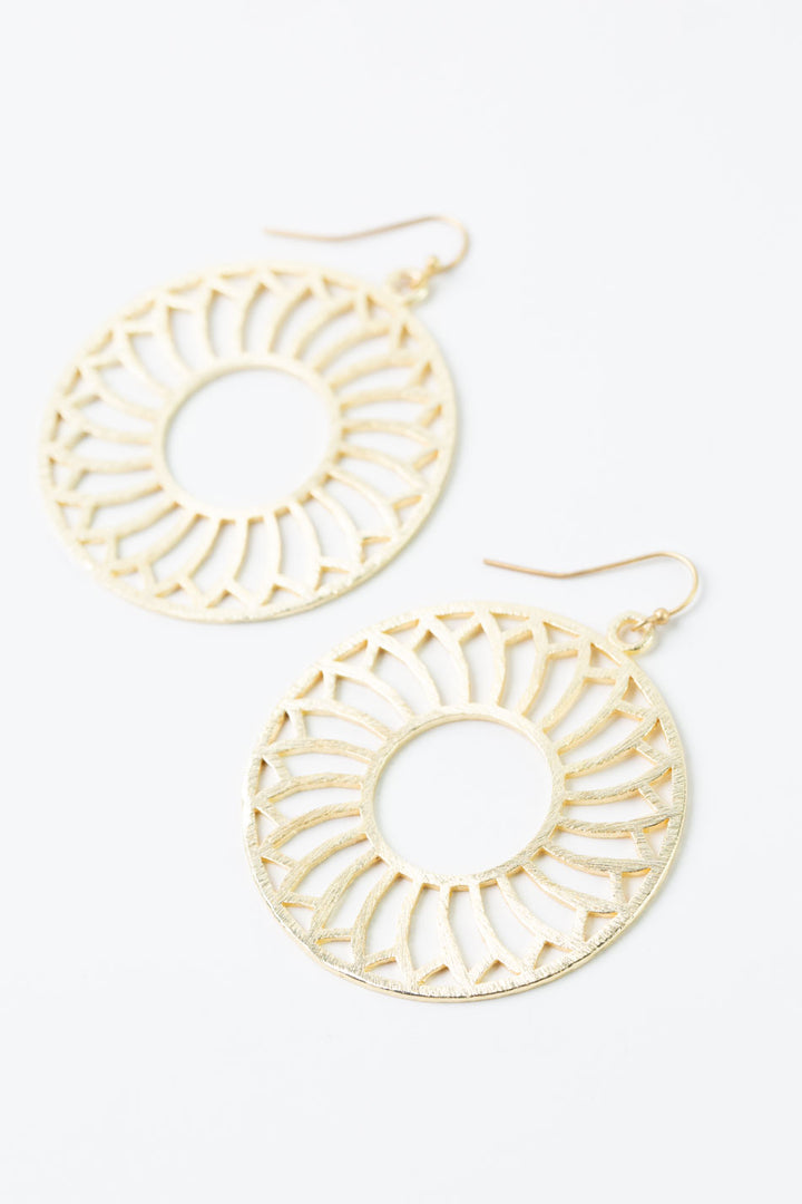 Brushed Gold Large Roulette Curve Earrings
