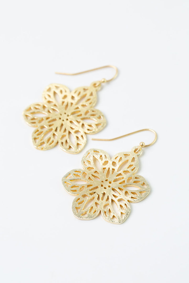 Brushed Gold Medium Flower Earrings