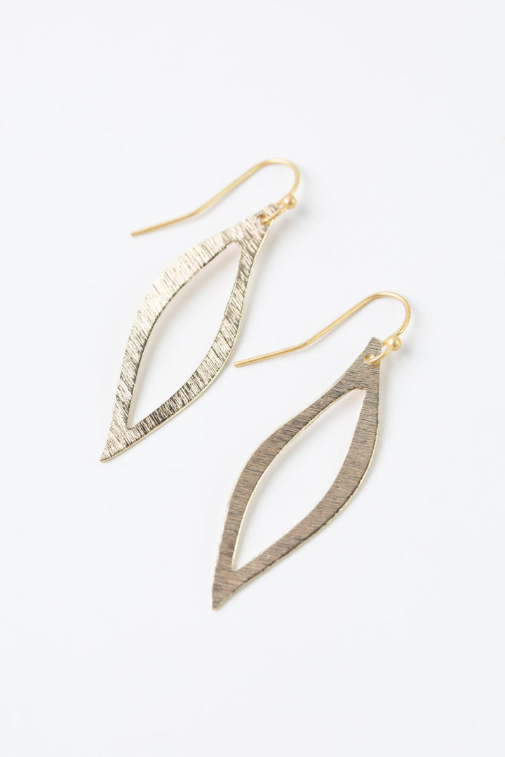 Brushed Gold Wavy Marquis Frame Earrings