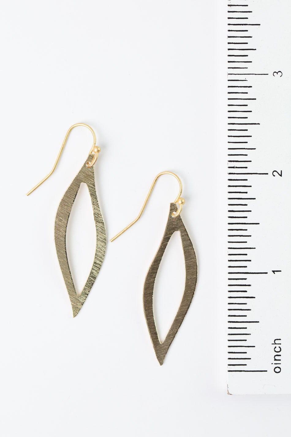 Brushed Gold Wavy Marquis Frame Earrings