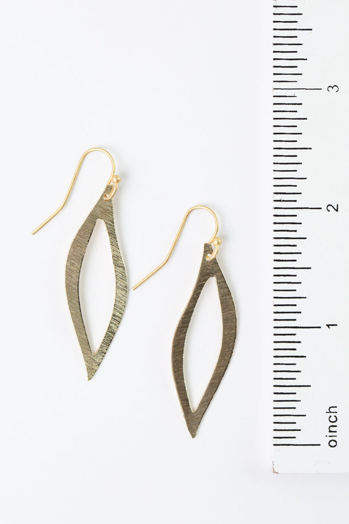 Brushed Gold Wavy Marquis Frame Earrings