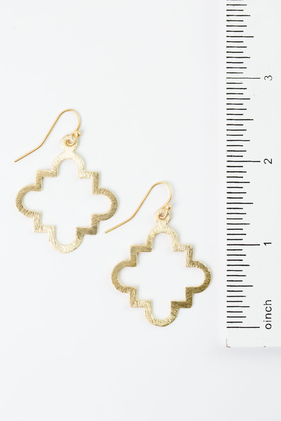 Brushed Gold Medium Pointed Quatrefoil Earrings