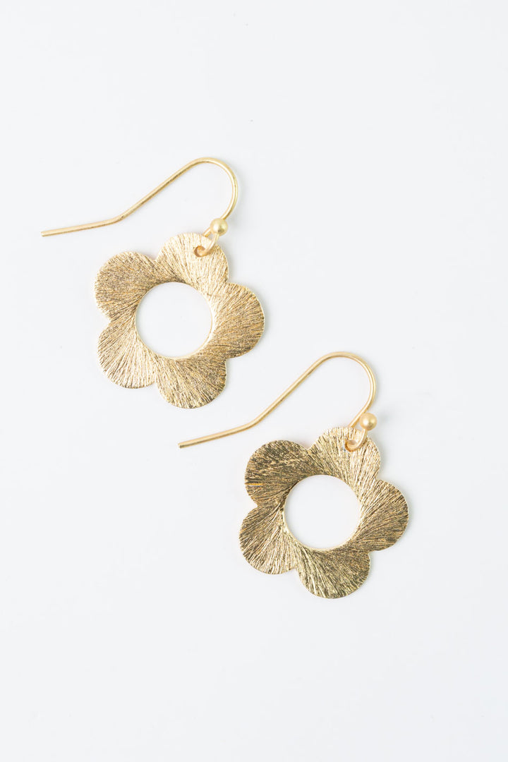 Brushed Gold Small Flower Earrings