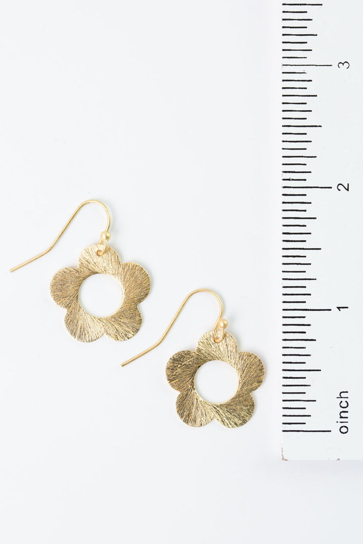 Brushed Gold Small Flower Earrings