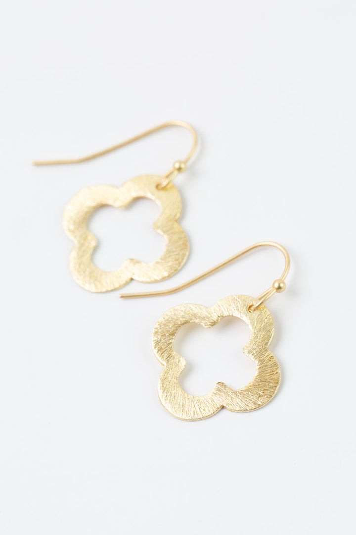 Brushed Gold Small Clover Earrings