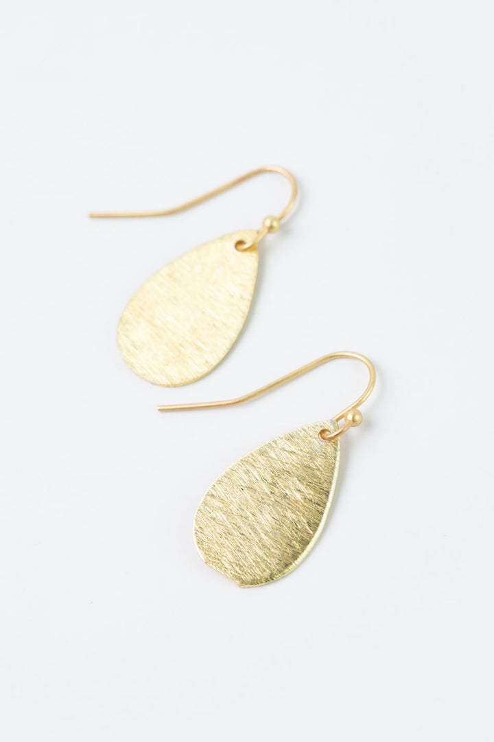 Brushed Gold Teardrop Statement Earrings