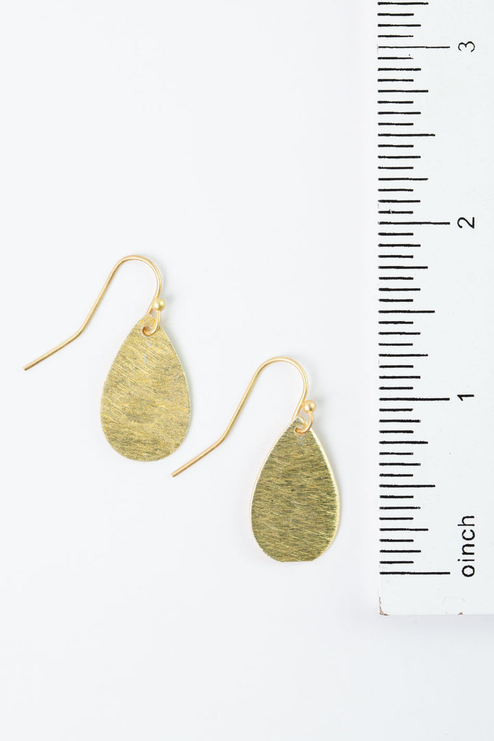 Brushed Gold Teardrop Statement Earrings