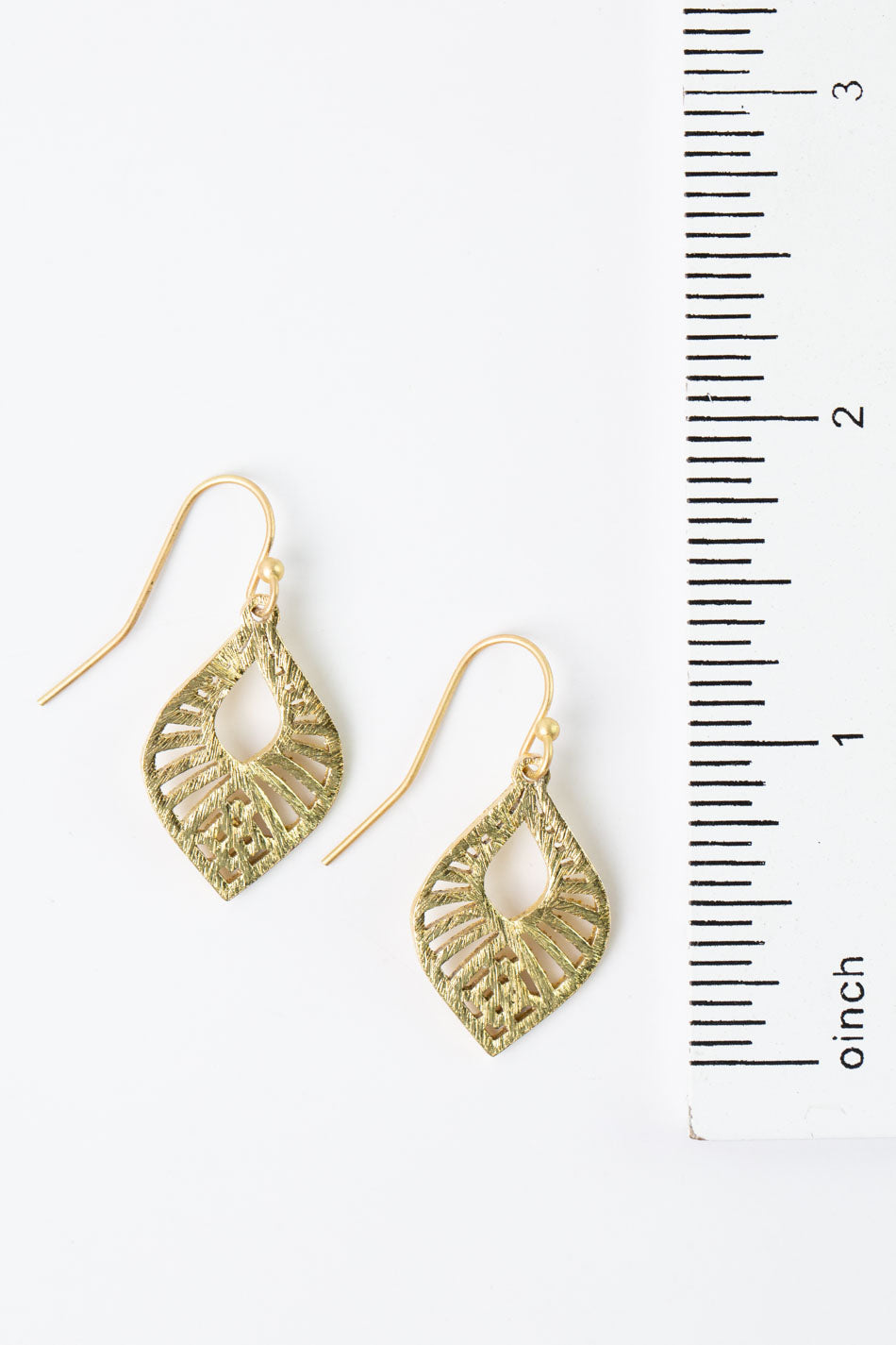 Brushed Gold Detailed Teardrop Statement Earrings