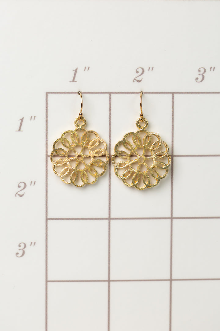 Brushed Gold Swirl Statement Earrings
