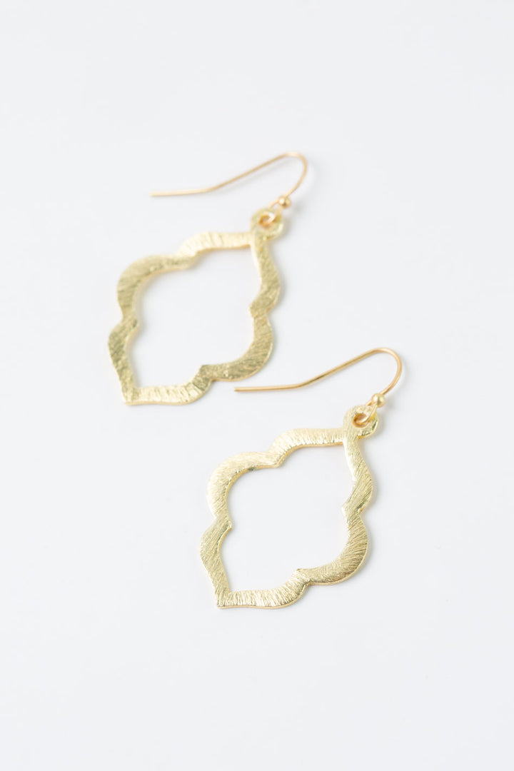 Brushed Gold Quatrefoil Statement Earrings