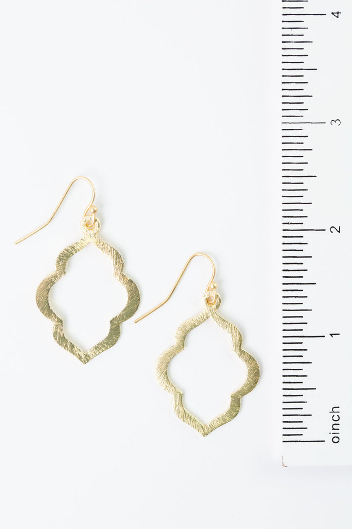 Brushed Gold Quatrefoil Statement Earrings