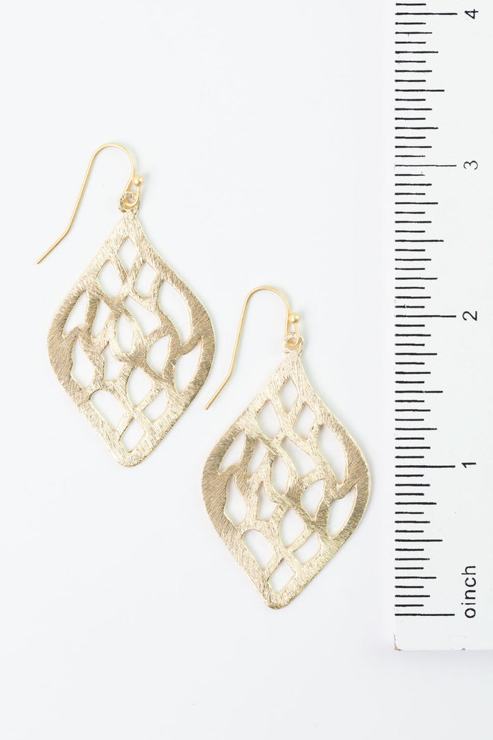 Brushed Gold Leaf Drop Statement Earrings