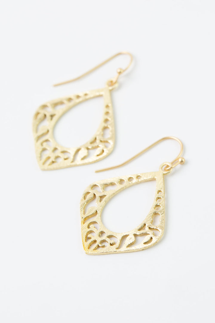 Brushed Gold Boho Diamond Earrings