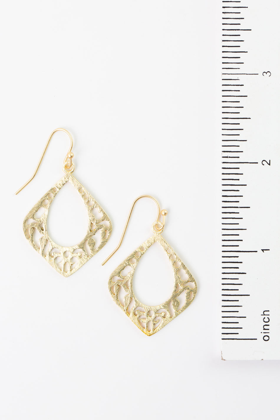 Brushed Gold Boho Diamond Earrings