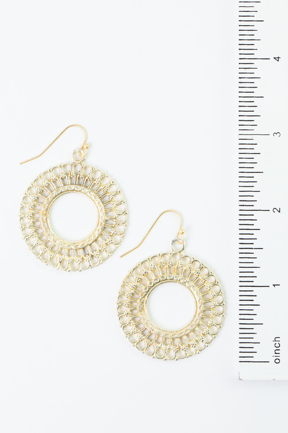 Brushed Gold Detailed Hoop Statement Earrings
