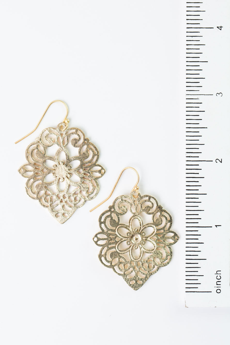 Brushed Gold Detailed Flower Statement Earrings