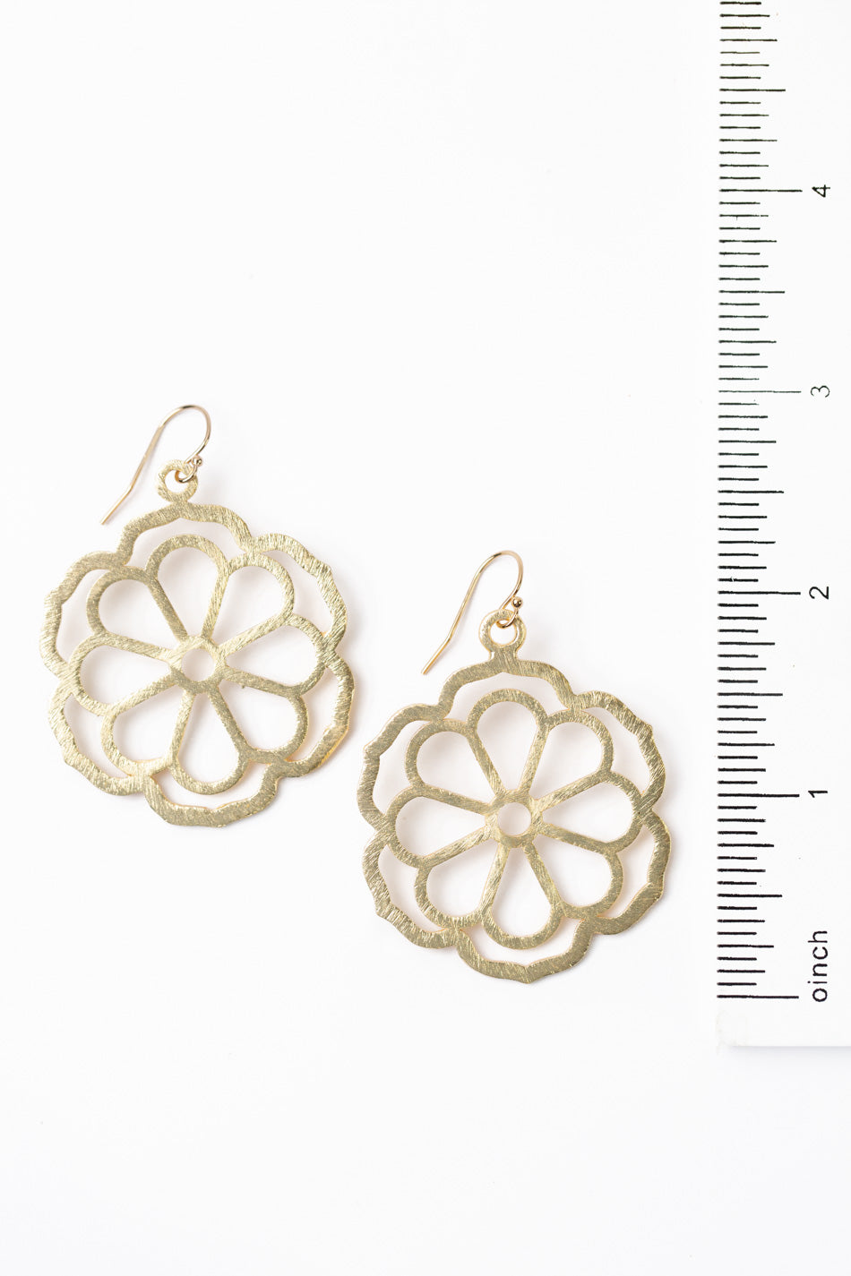 Brushed Gold Large Flower Simple Earrings