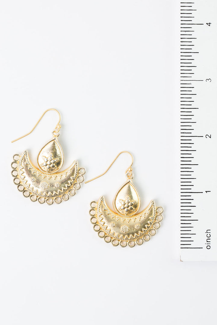 Brushed Gold Half-moon Drop Statement Earrings