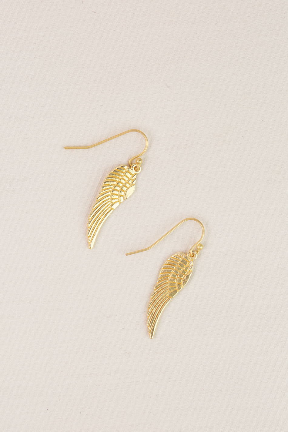 Brushed Gold Angel Wing Simple Earrings