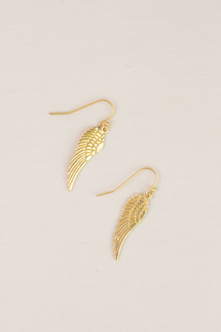 Brushed Gold Angel Wing Simple Earrings