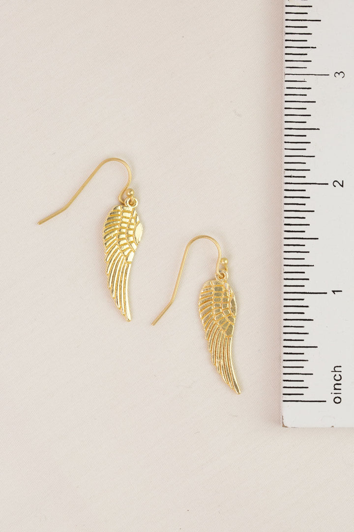 Brushed Gold Angel Wing Simple Earrings