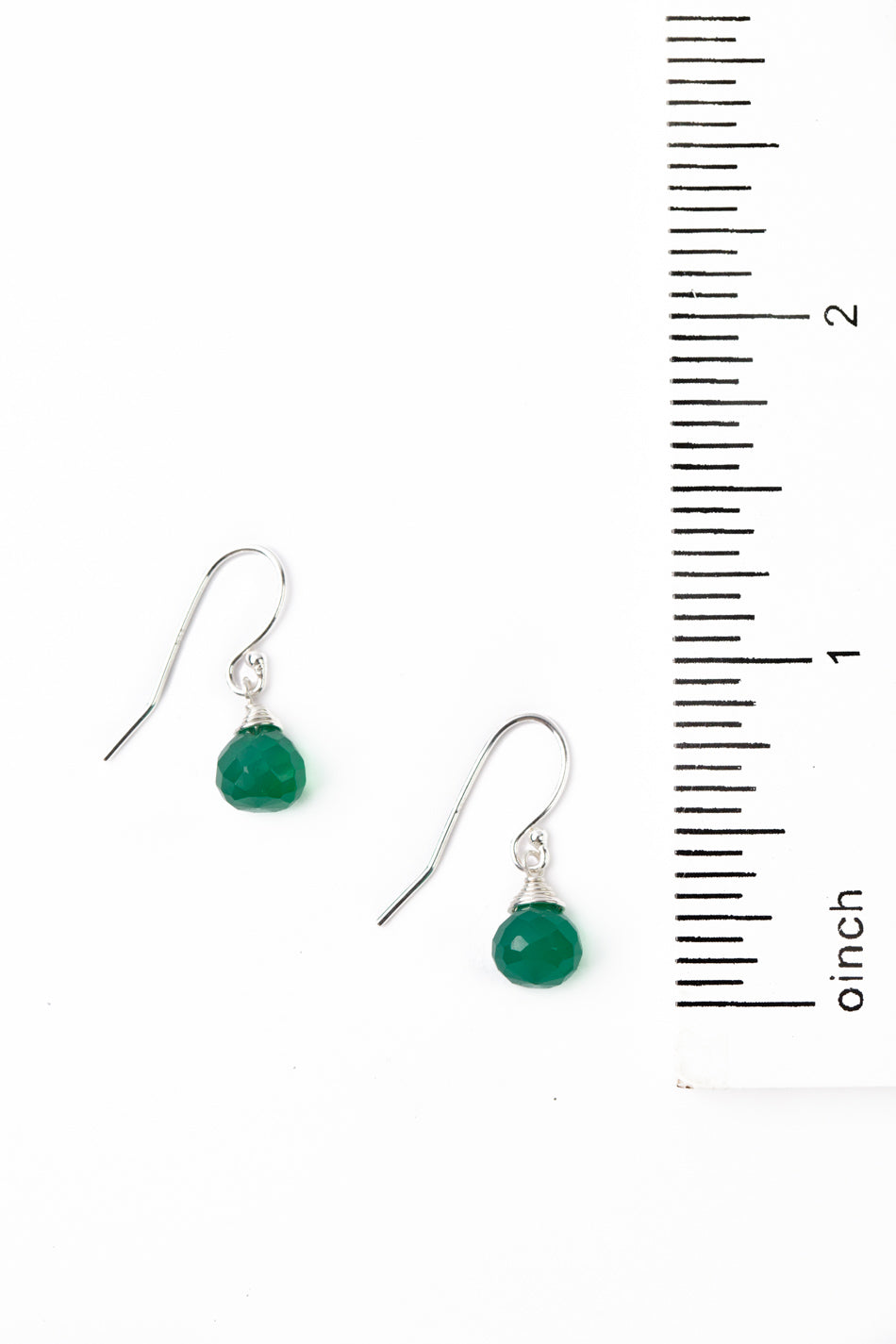 Birthstone May Silver Green Onyx Briolette Earrings