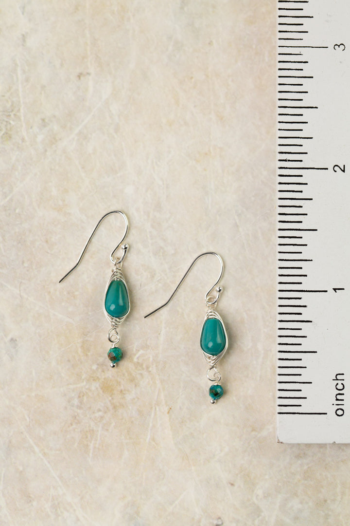 Birthstone December Silver Turquoise Herringbone Shorter Earrings