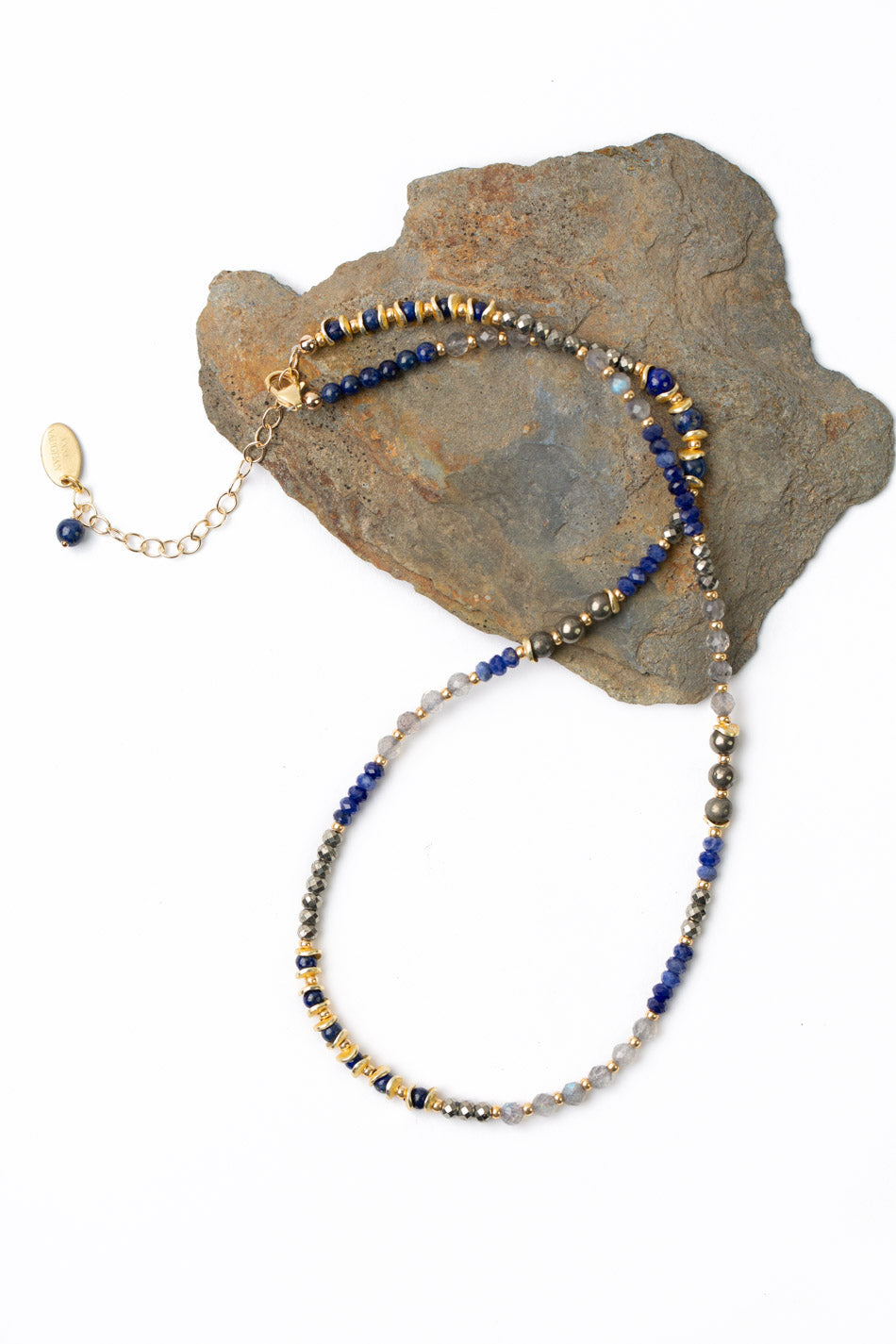 Blue Moon 16-18 Lapis, Labradorite, Pyrite Simple Necklace