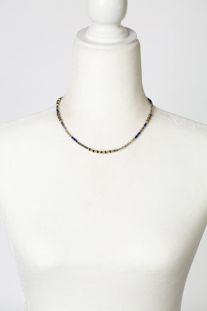 Blue Moon 16-18 Lapis, Labradorite, Pyrite Simple Necklace