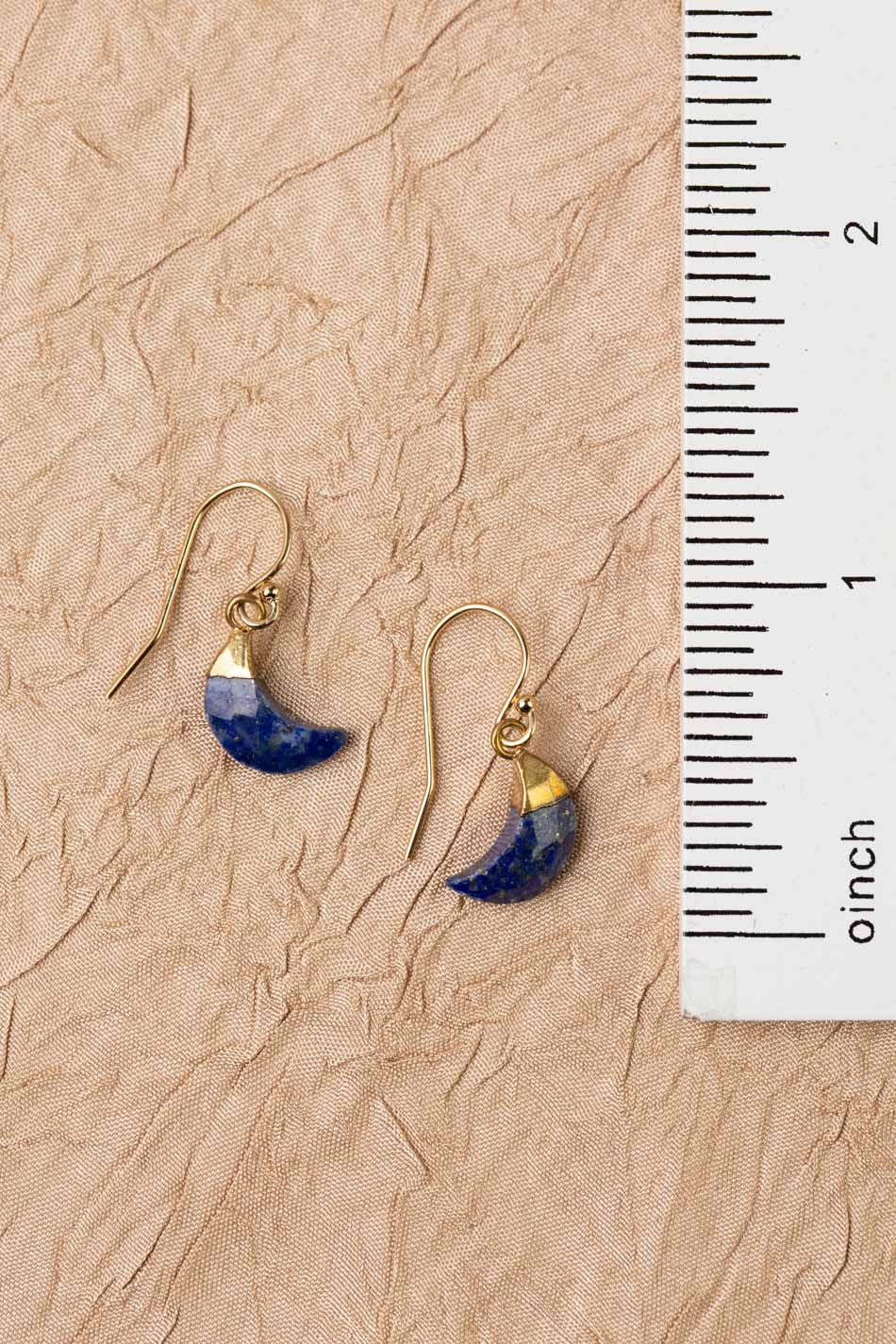 Blue Moon Lapis Moon Simple Earrings