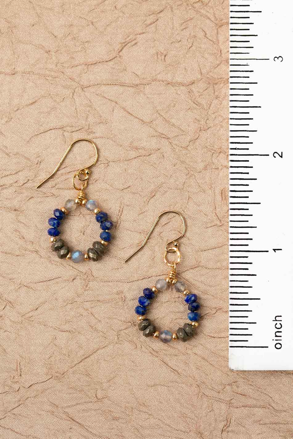 Blue Moon Lapis With Pyrite And Labradorite Hoop Earrings
