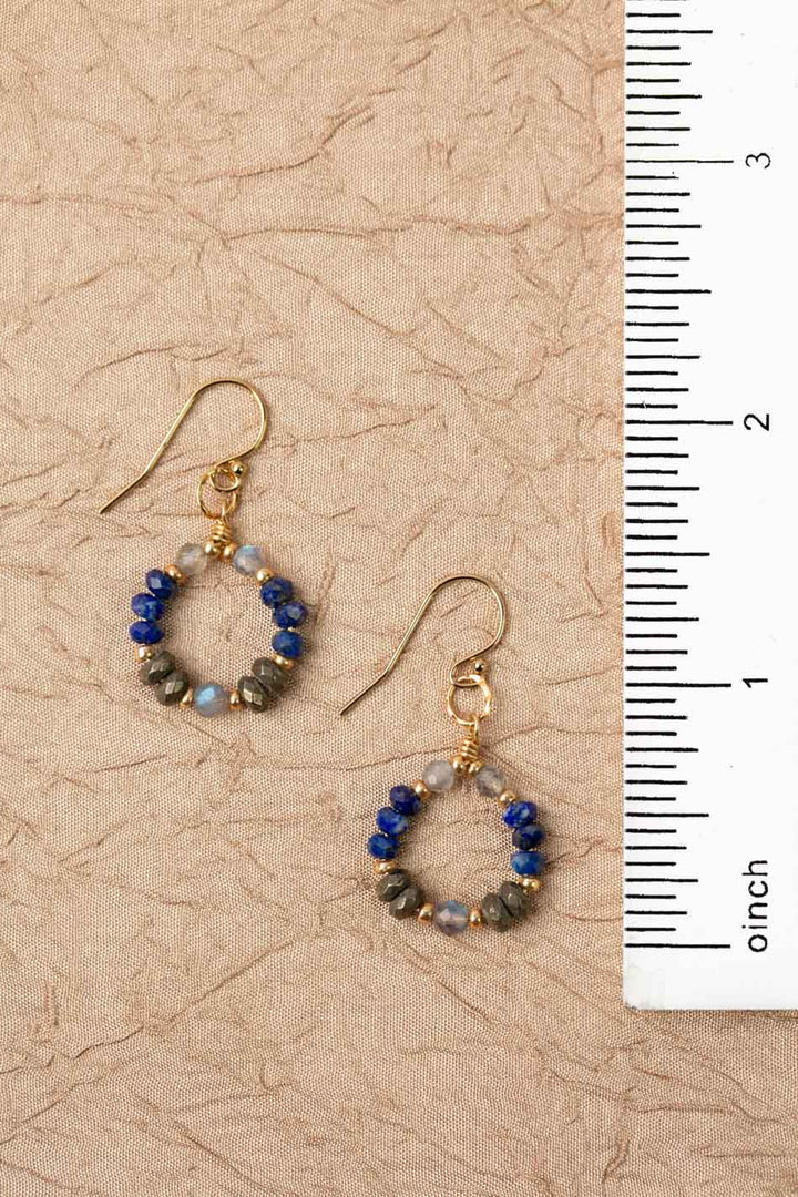 Blue Moon Lapis With Pyrite And Labradorite Hoop Earrings