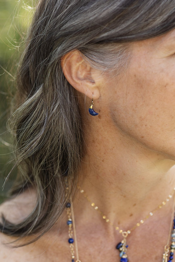 Blue Moon Lapis Moon Simple Earrings