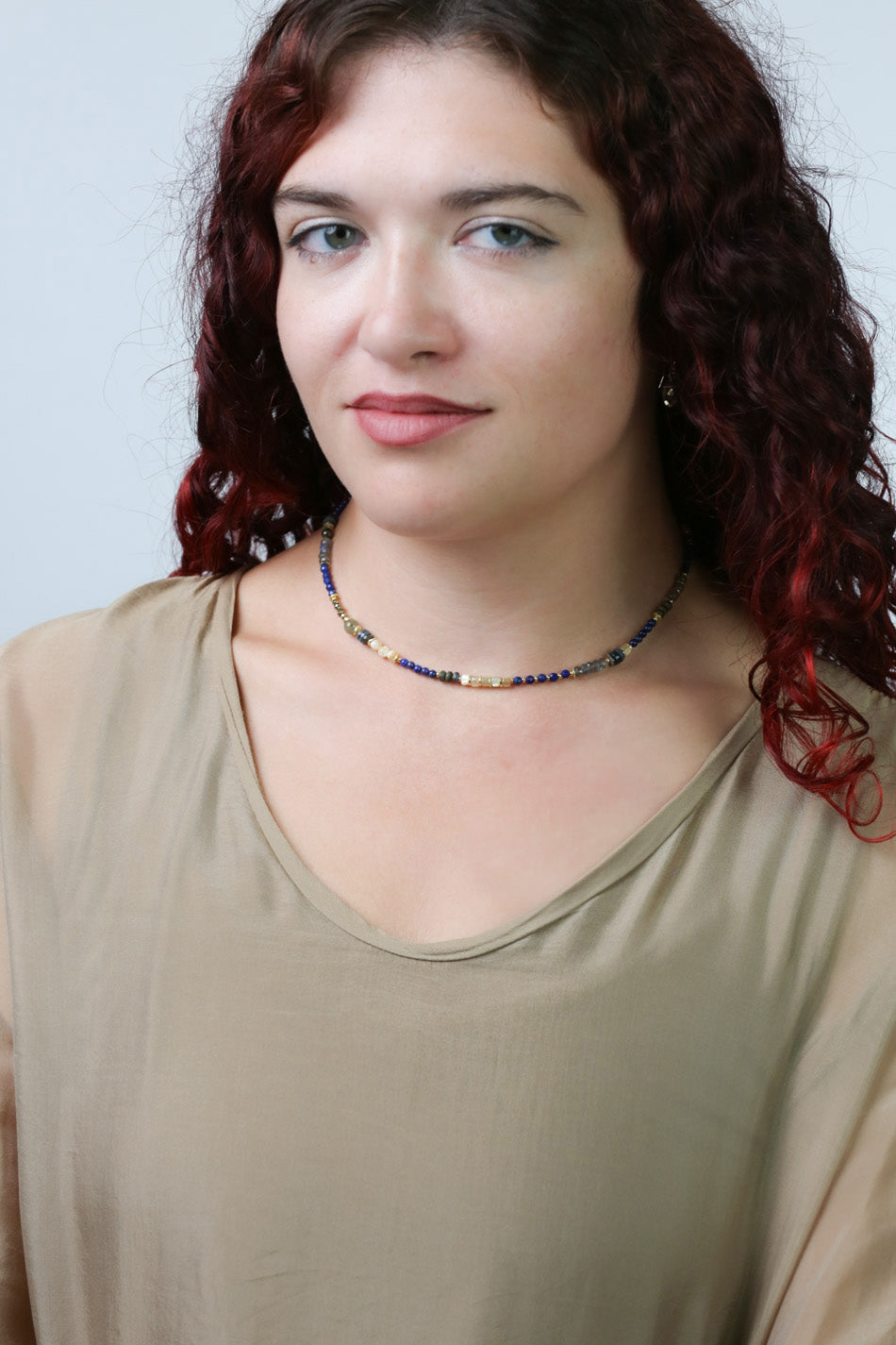 Blue Moon 16.5-18.5" Lapis Lazuli, Pyrite, Sodalite, Labradorite,  Mother Of Pearl Collage Necklace