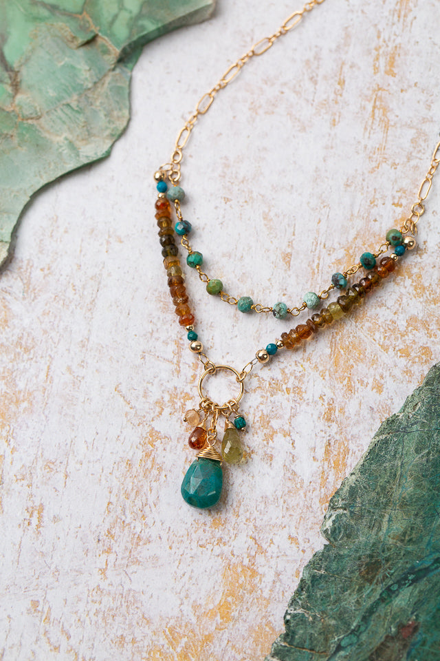 Bonfire 15-17" Turquoise With Chrysocolla Multistrand Necklace