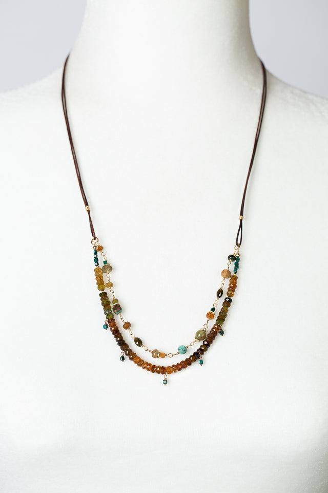 Bonfire 23-25" Turquoise And Chrysocolla Multistrand Necklace