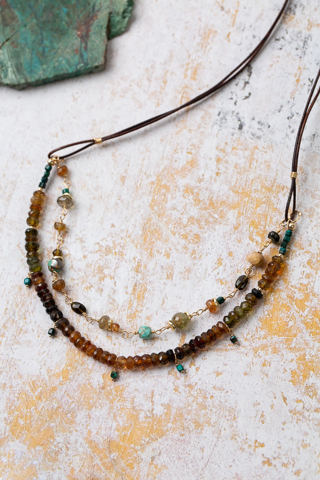 Bonfire 23-25" Turquoise And Chrysocolla Multistrand Necklace