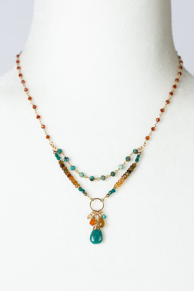Bonfire 16-18" Turquoise With Chrysocolla Multistrand Necklace