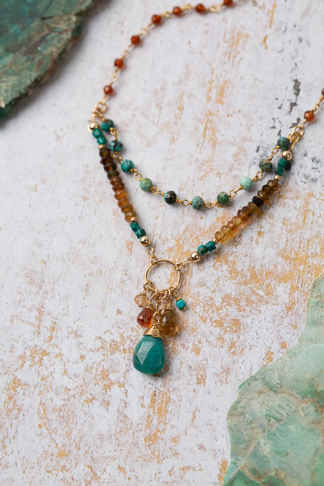 Bonfire 16-18" Turquoise With Chrysocolla Multistrand Necklace