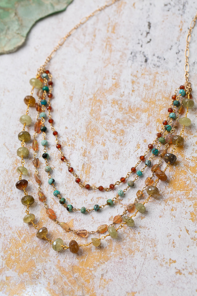Bonfire 22-24" Opal And Turquoise Multistrand Necklace