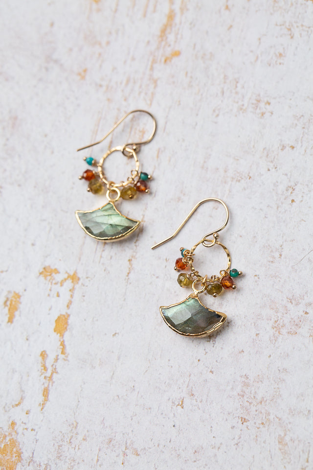 Bonfire Turquoise With Labradorite Cluster Earrings