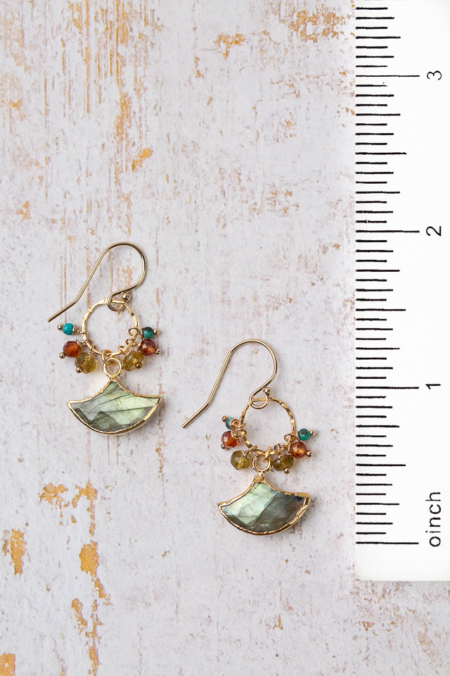 Bonfire Turquoise With Labradorite Cluster Earrings